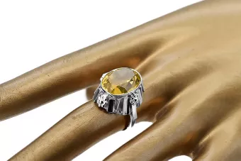 Ring Gelber Peridot Sterling Silber 925 Vintage Stil vrc043s